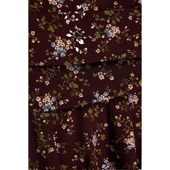 Veronica Beard NWT Merlot Multi Floral Print Taras Silk Ruched Mini Skirt Size 4 - Picture 5 of 10